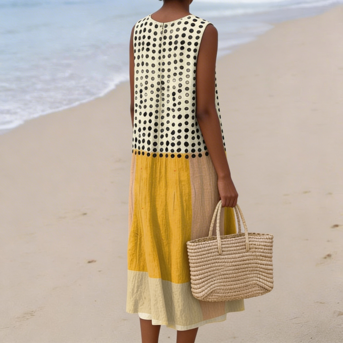 Lenna | Polka Colorblock Midi Dress