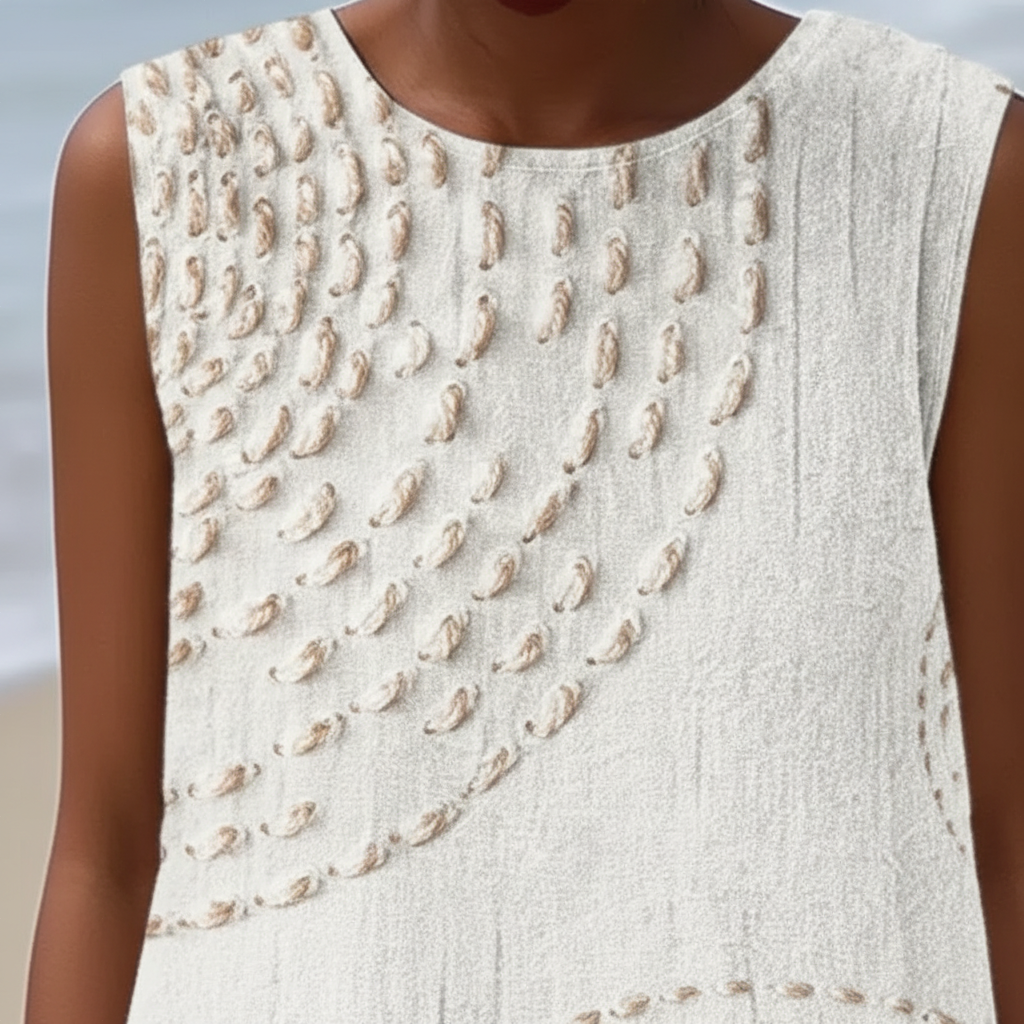 Ashly | Robe longue sans manches avec design texturé