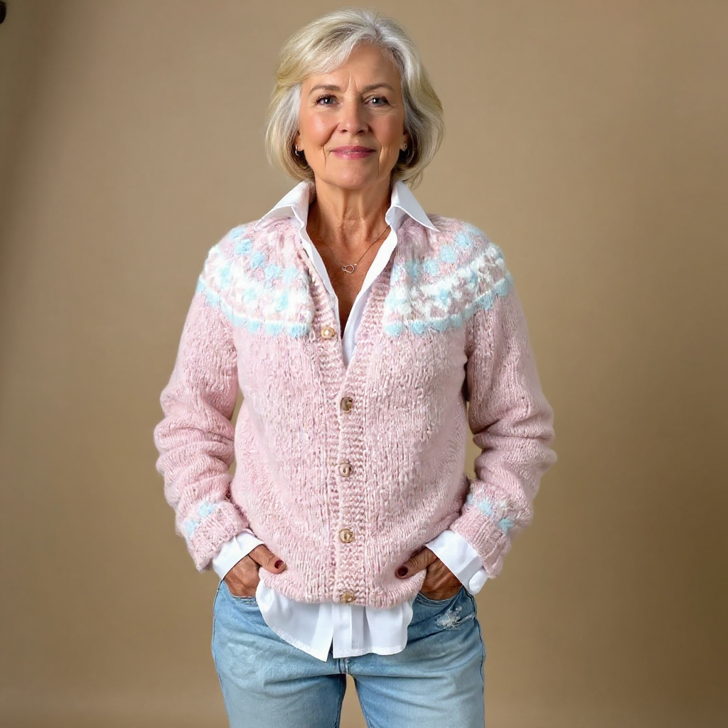 Sarah | Brushed Blush Snowflake Cardigan
