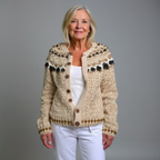 Blair | Textured Oatmeal Scallop Cardigan