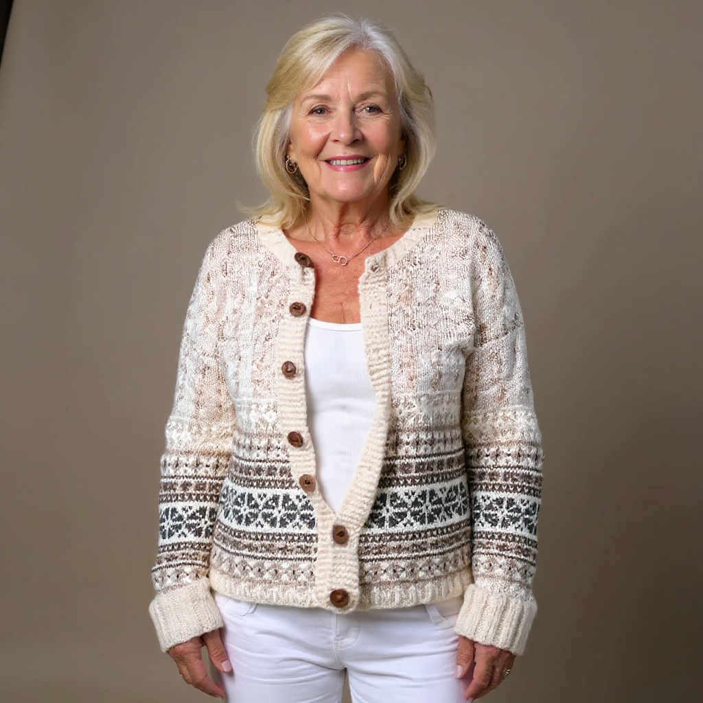 Amira | Hem-Banded Snowflake Cardigan