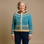 Allaira | Teal Snowflake Fair Isle Cardigan