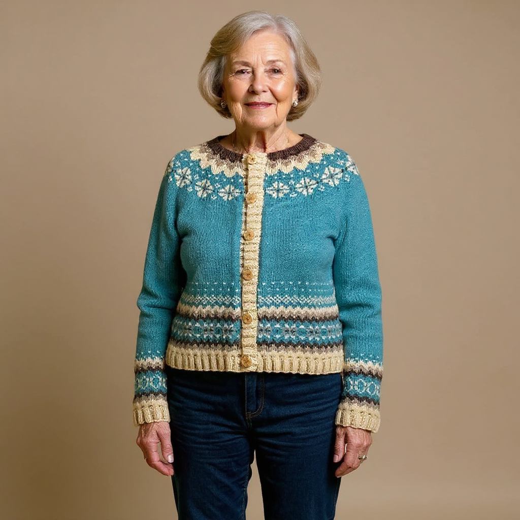 Allaira | Teal Snowflake Fair Isle Cardigan