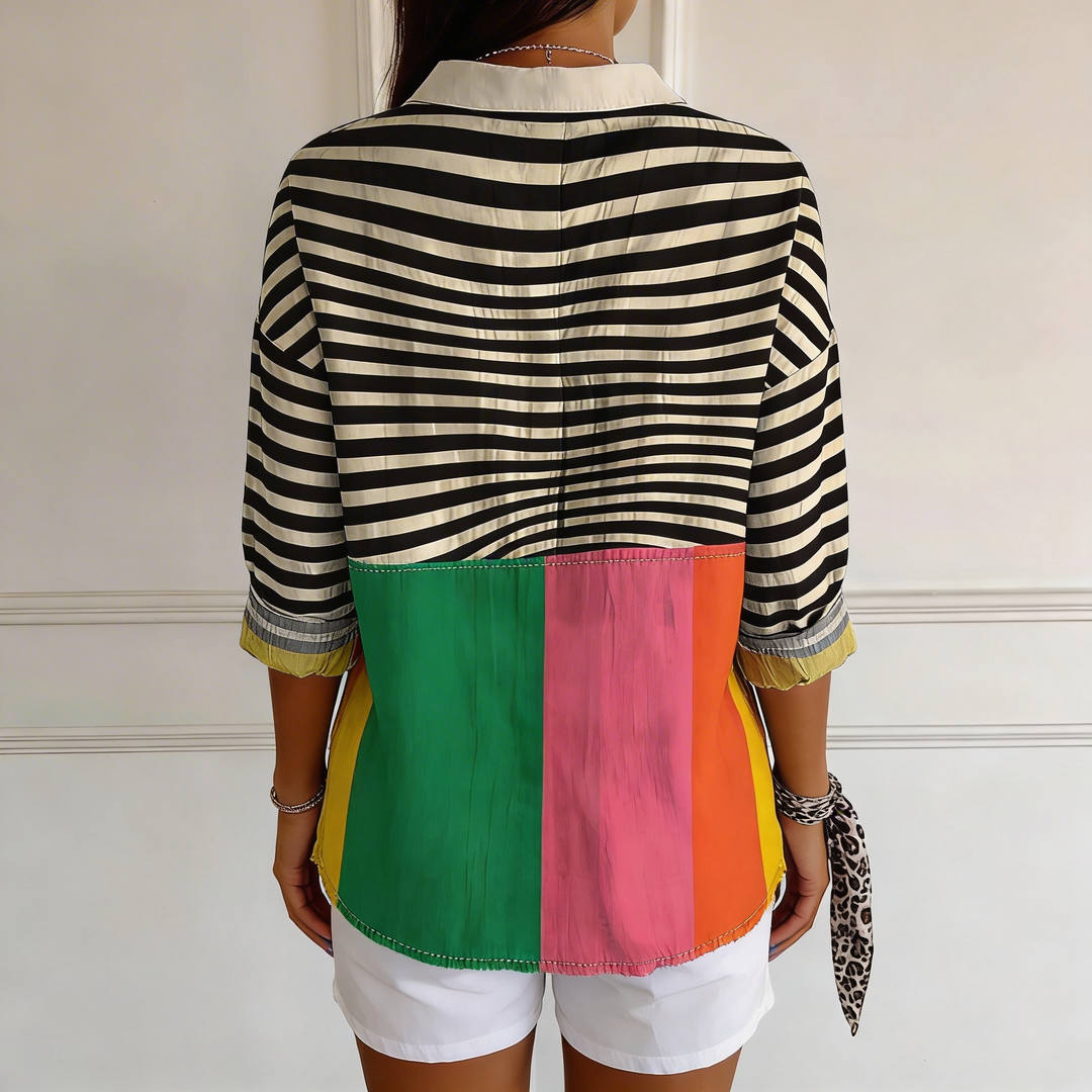 Sanne | Chemise urbaine rayée contrastée