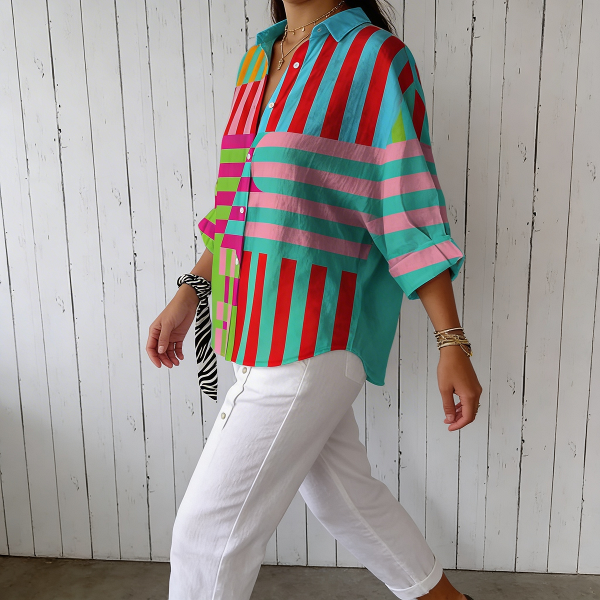 Nanna | Cheerful blouse with expressive stripes