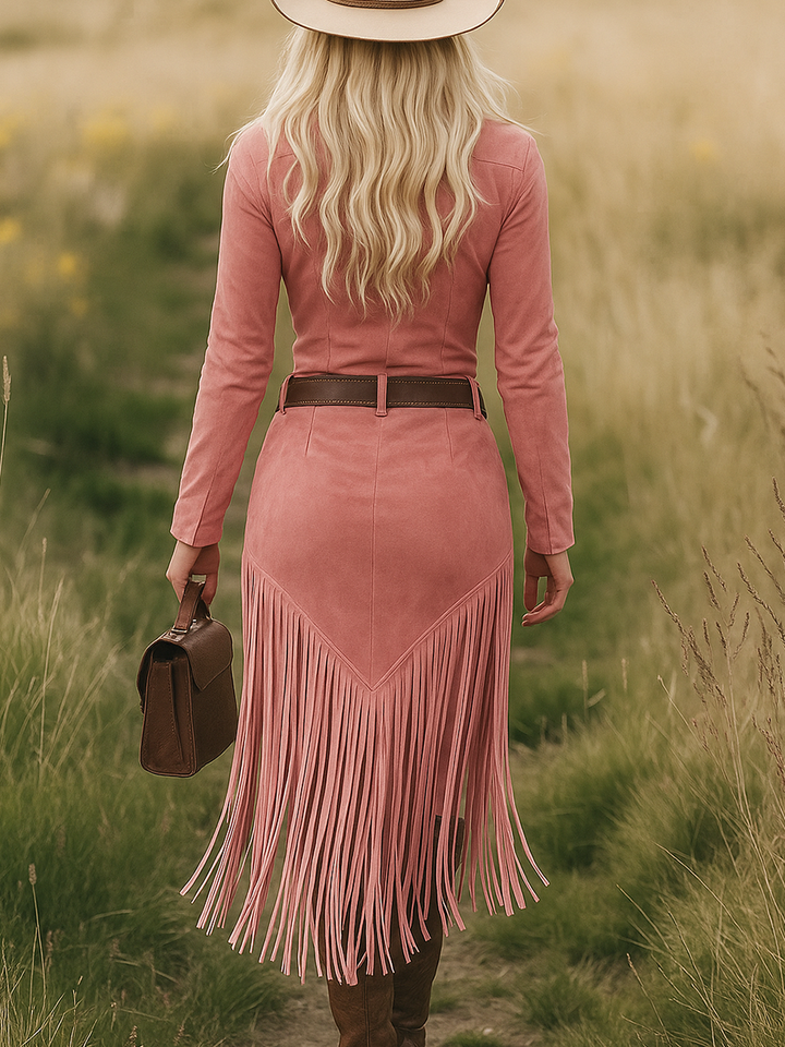 Valence | Robe en suédine à franges