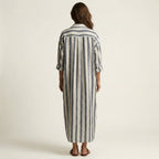Carra | Striped Shirt Collar Maxi Dress