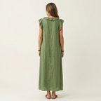 Josette | Ruffled V-Neck Linen Maxi Dress