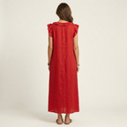 Josette | Ruffled V-Neck Linen Maxi Dress