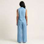 Twiila | Crossover Collared Top and Wide-Leg Pants Set