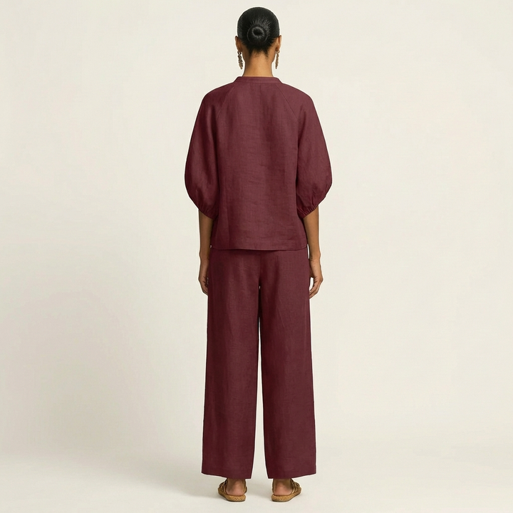 Marlowe | Puff-Sleeve Top and Golden Zipper Skirt Set