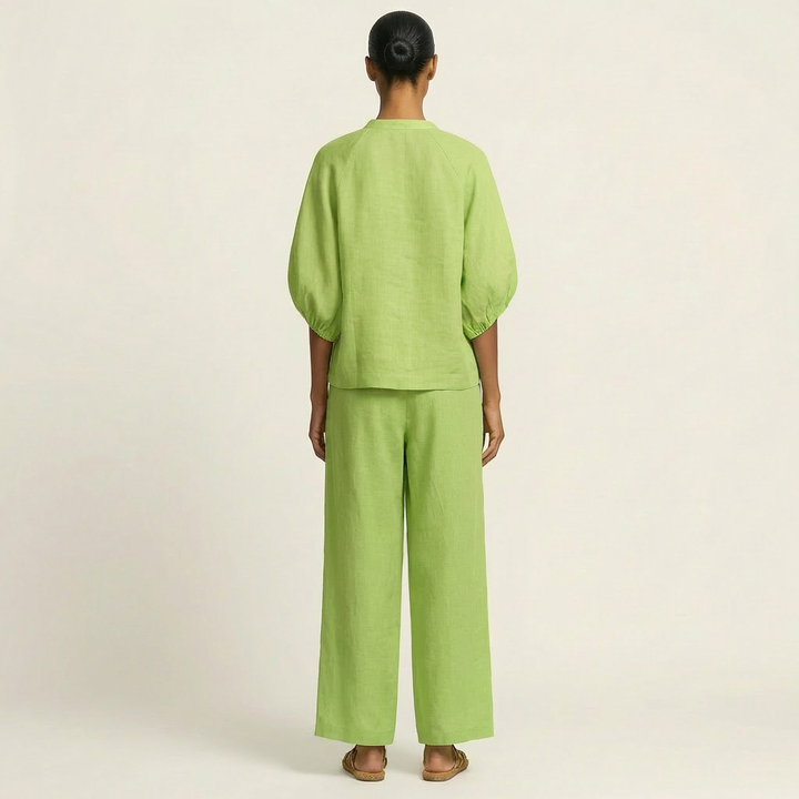 Marlowe | Puff-Sleeve Top and Golden Zipper Skirt Set