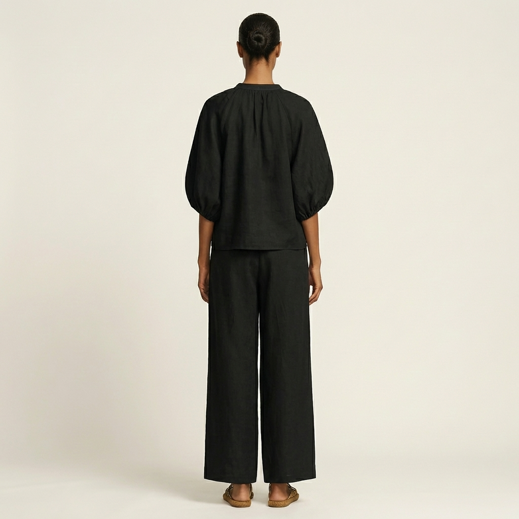 Marlowe | Puff-Sleeve Top and Golden Zipper Skirt Set