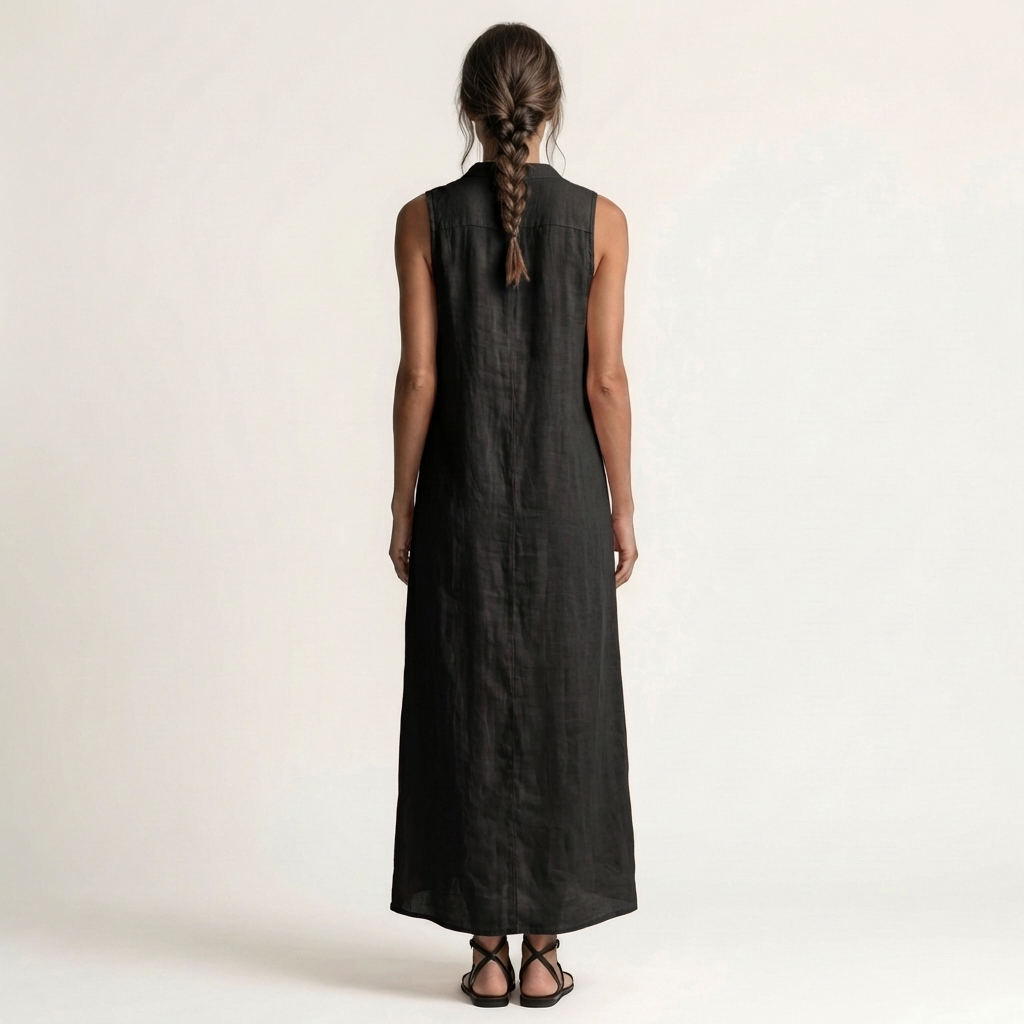 Mirabell | Sleeveless Hooded Linen Button-Down Maxi Dress