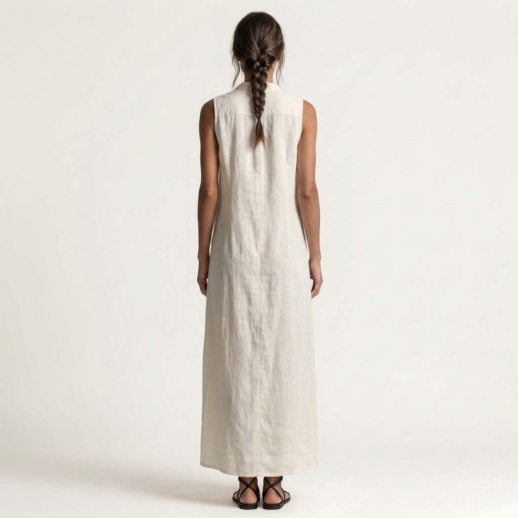 Mirabell | Sleeveless Hooded Linen Button-Down Maxi Dress