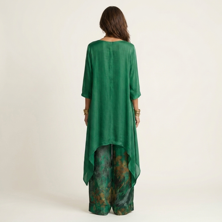 Cariola | Asymmetrical Tunic Two-Piece Cotton-Silk Ensemble