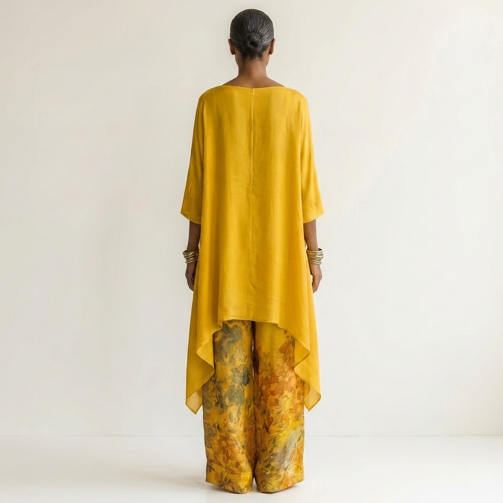 Cariola | Asymmetrical Tunic Cotton-Silk Two-Piece Set