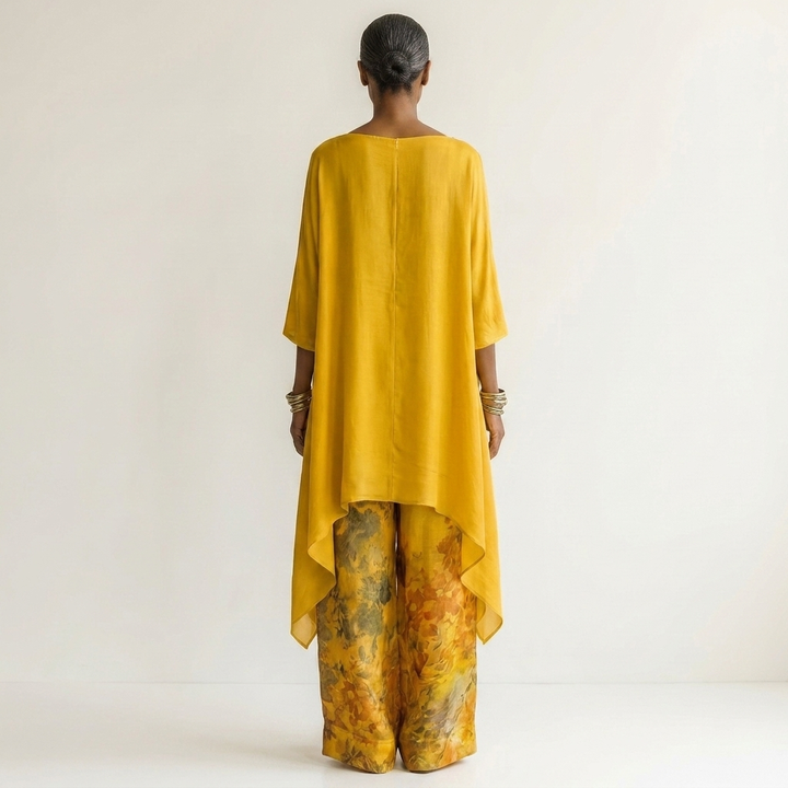 Cariola | Asymmetrical Tunic Two-Piece Cotton-Silk Ensemble