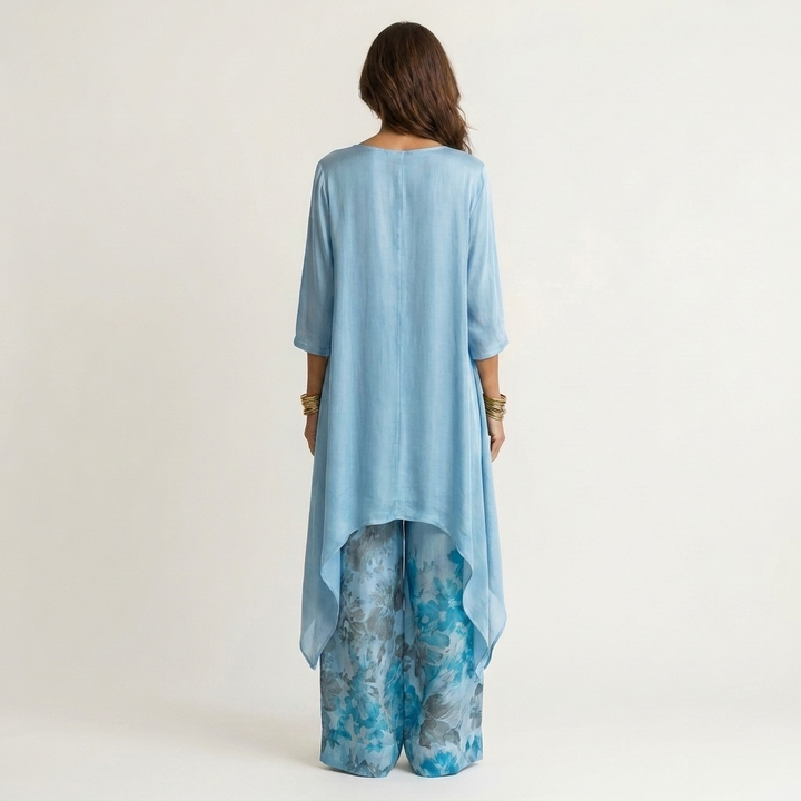Cariola | Asymmetrical Tunic Two-Piece Cotton-Silk Ensemble