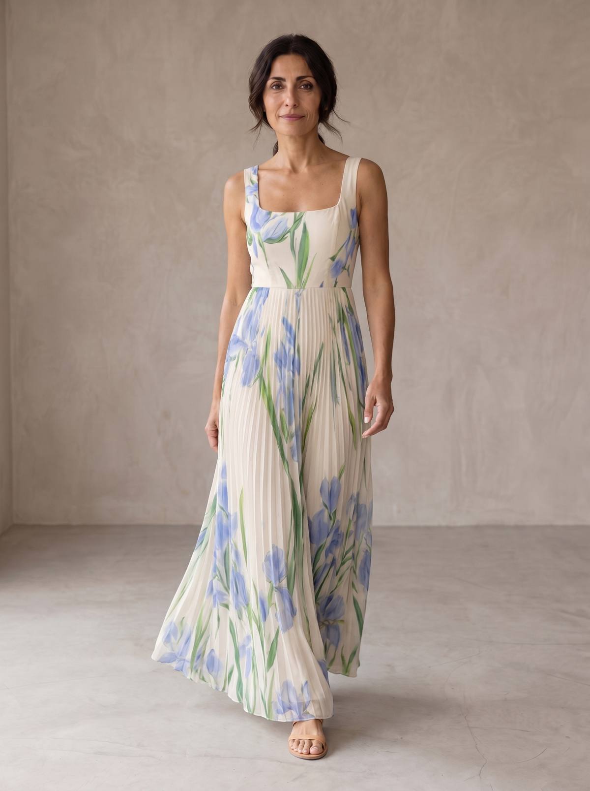 Floriene | Floral Print A-Line Maxi Dress
