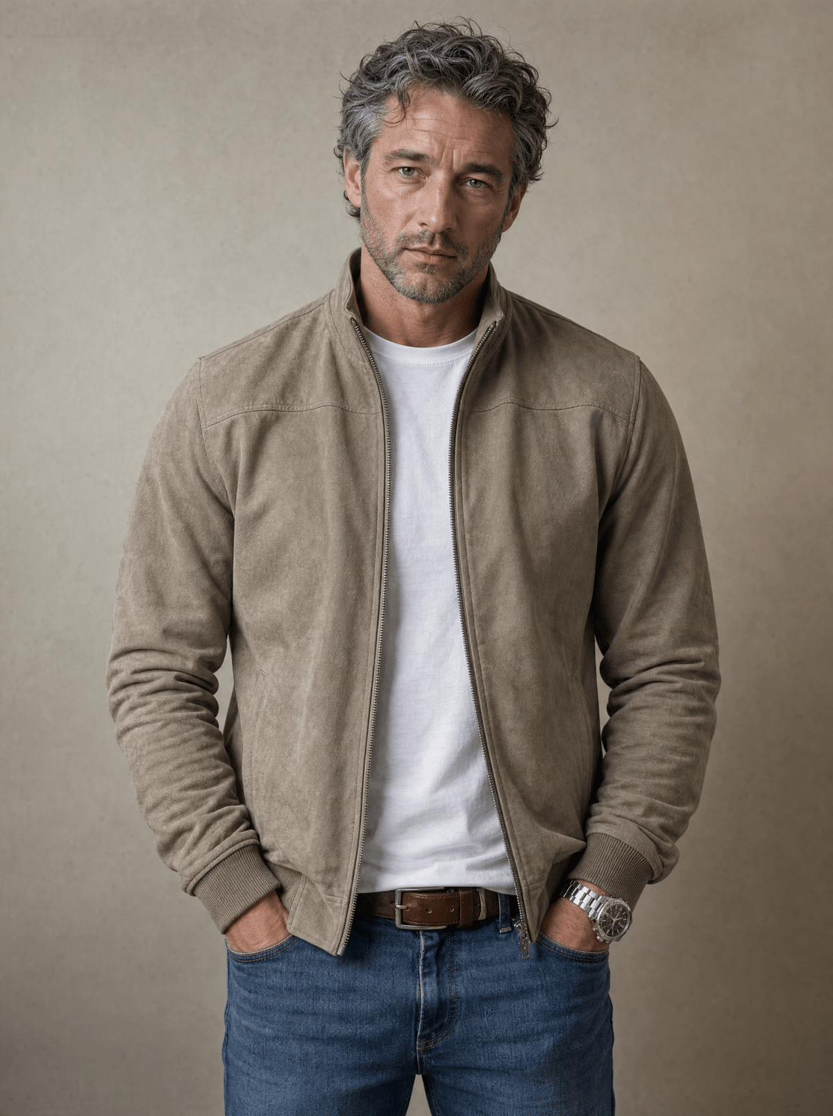 Thatcher | Suede Bomber Jacket