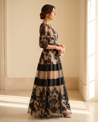 Josie | Elegant Black Lace Midi A-Line Dress
