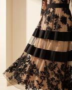 Josie | Elegant Black Lace Midi A-Line Dress