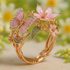 Ring with zircons and butterfly design