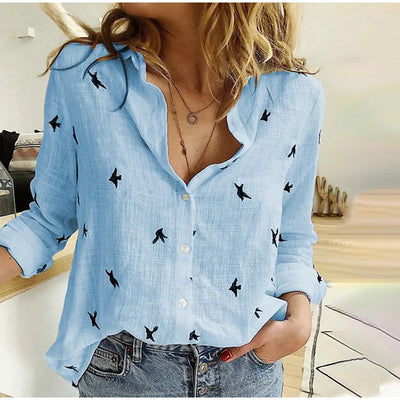 Kaia | Bird Print Long Sleeve Shirt