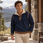 The Pinehaven Men's Vintage Sherpa Lined Quarter Zip Sweater