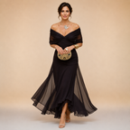 Madelyn | Draped Sleeve Evening Gown