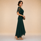 Madelyn | Draped Sleeve Evening Gown