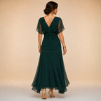 Madelyn | Draped Sleeve Evening Gown