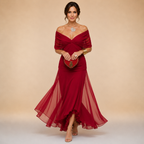 Madelyn | Draped Sleeve Evening Gown