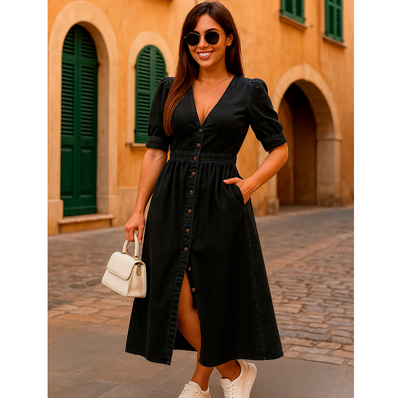 Mireille  – Robe en jean brillant