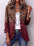 Elspeth™ | Leopard Ombre Ruffle Blazer Jacket