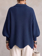 Isadora | Oversized Collared Cardigan With Large Metal Buttons