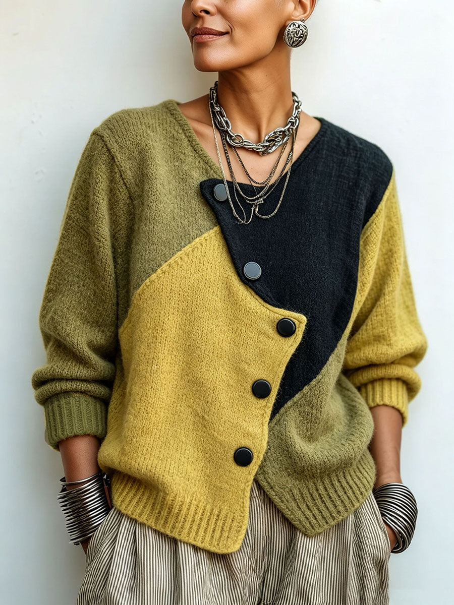 Hollis | Artistic Color-Block Knit Sweater