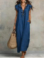 Camélia | Bohemian long linen and cotton dress
