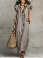 Camélia | Bohemian long linen and cotton dress