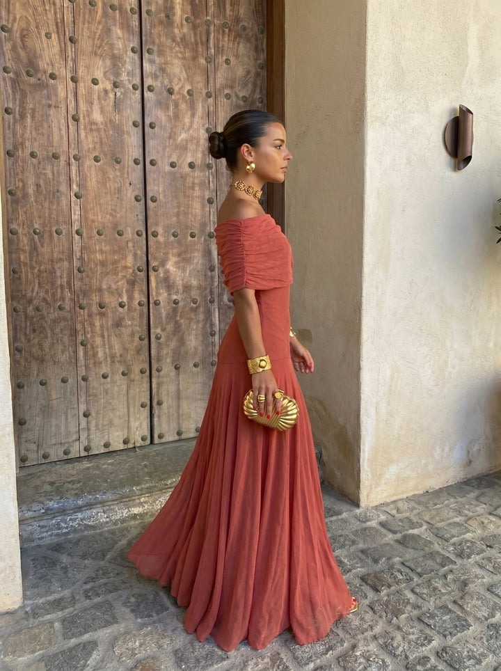 Cordoba | Three-tone off-the-shoulder maxi dress