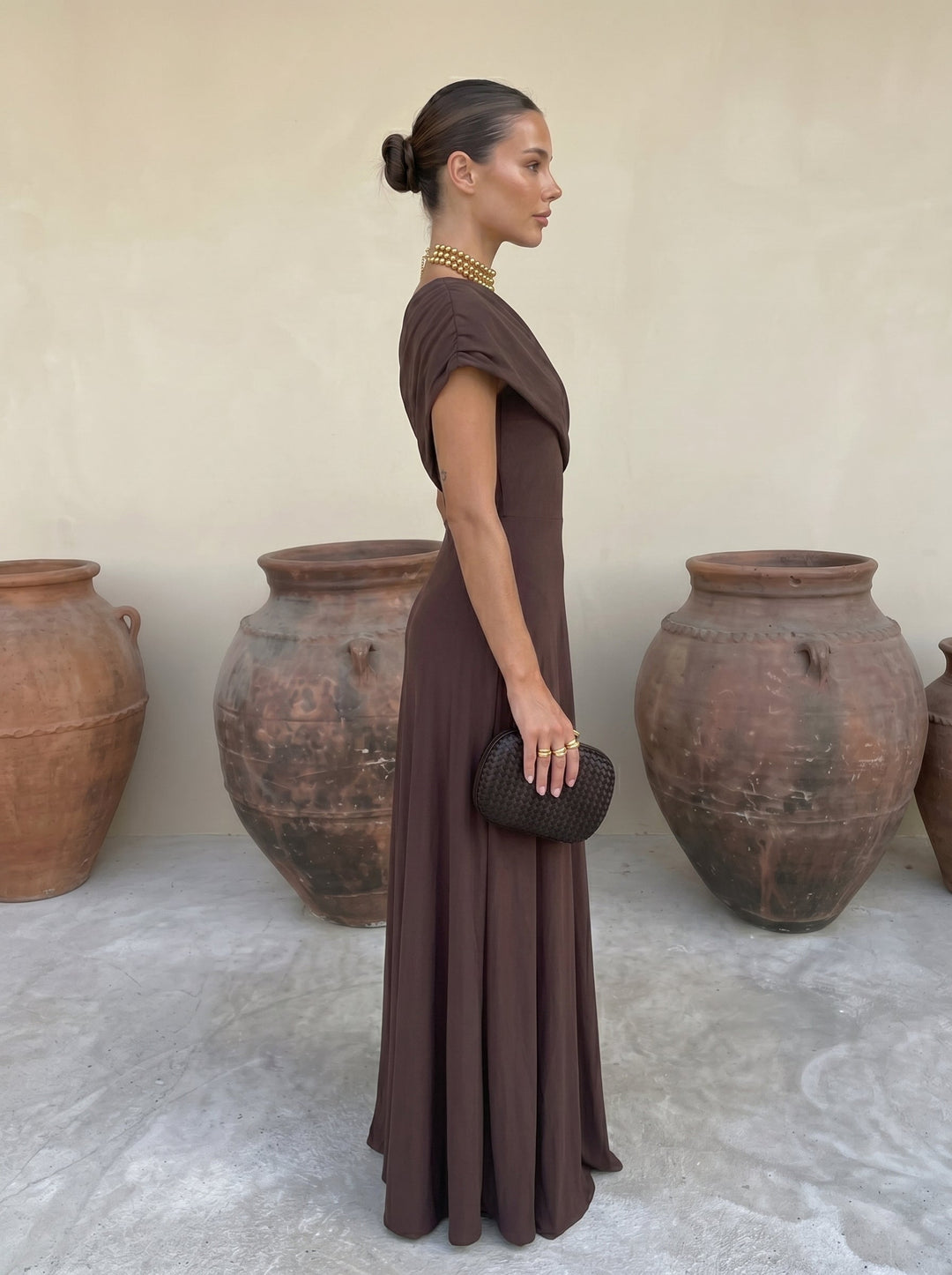 Cordoba | Three-tone off-the-shoulder maxi dress