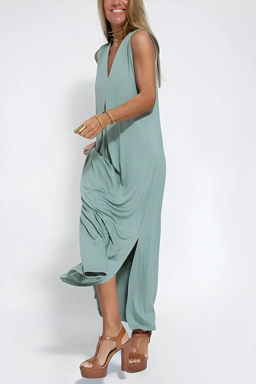 Emma | Robe longue élégante + gilet assorti OFFERT