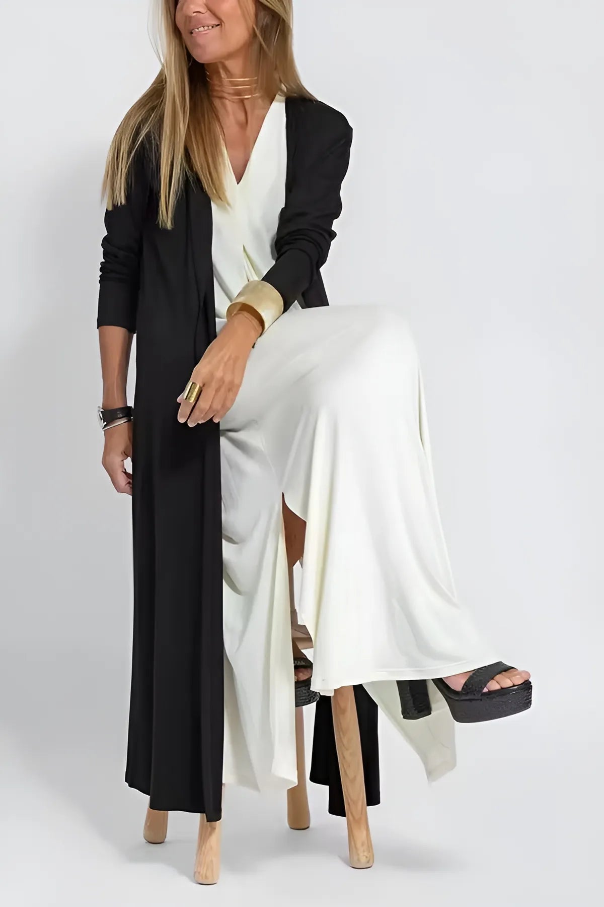 Emma | Elegant long dress + matching cardigan FREE