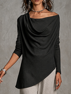Simone | Draped Cowl Off-Shoulder Top & Wide-Leg Pants Two-Piece Set