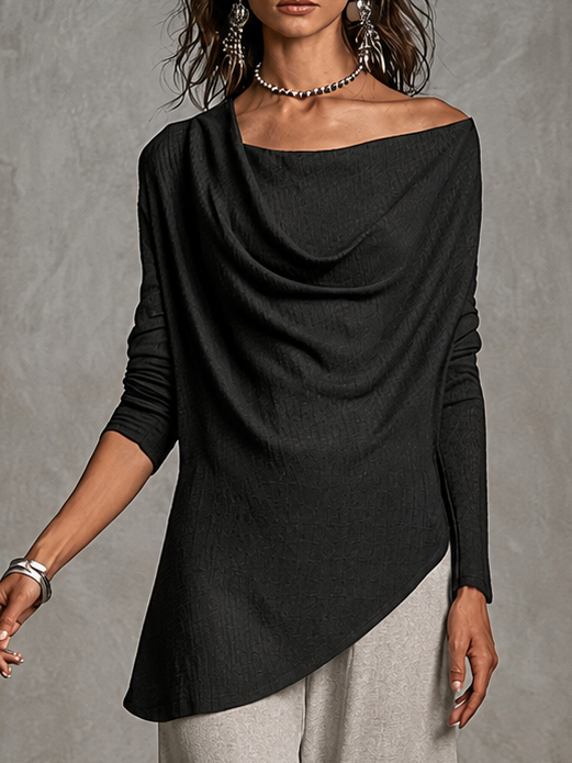Simone | Draped Cowl Off-Shoulder Top & Wide-Leg Pants Two-Piece Set
