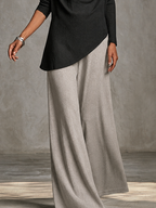 Simone | Draped Cowl Off-Shoulder Top & Wide-Leg Pants Two-Piece Set