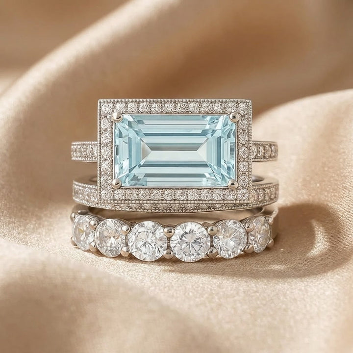 Ensemble de Bagues Vintage en Argent avec Verre Turquoise