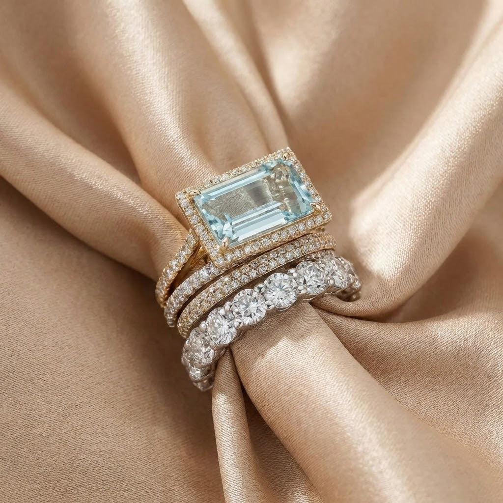 Ensemble de Bagues Vintage en Argent avec Verre Turquoise