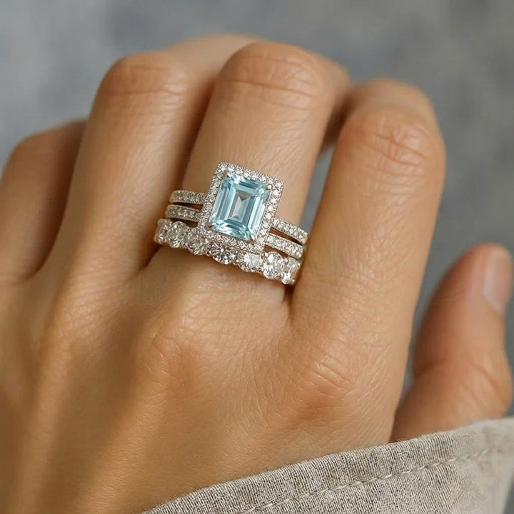 Ensemble de Bagues Vintage en Argent avec Verre Turquoise